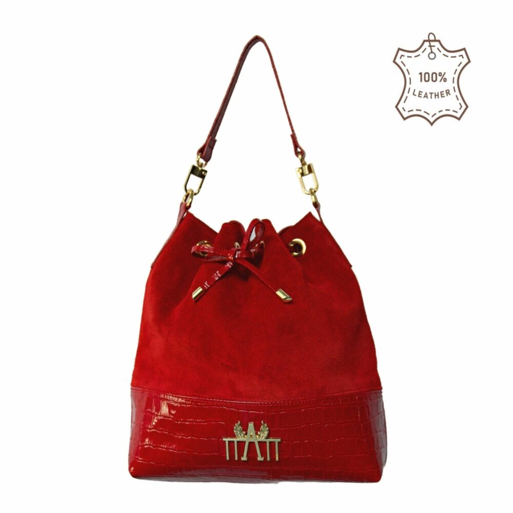 Torebka Bucket Bag czerwony wzor